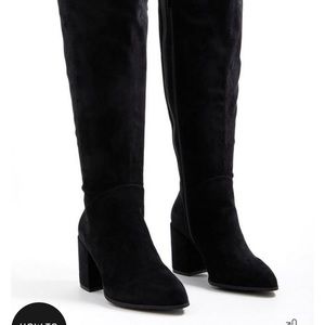 Pointed Toe Knee-High Boots in Faux Suede (wide calf & wide width)
